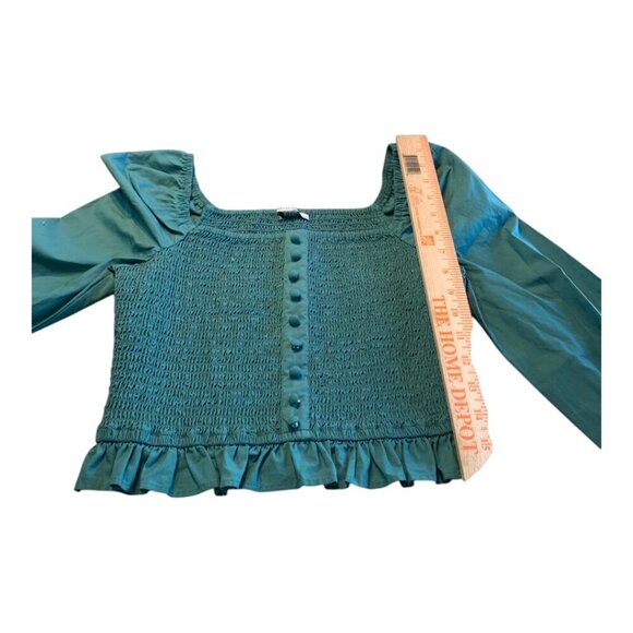AE Square Neck Smocked Ruffle Blouse Medium - Picture 7 of 9